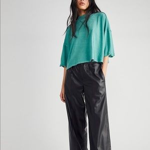 NWT Free People L teal oversized mock turtle neck